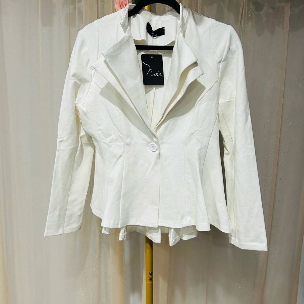 Noir White Stretch Blazer Jacket – Made in USA – Size XL – NWT